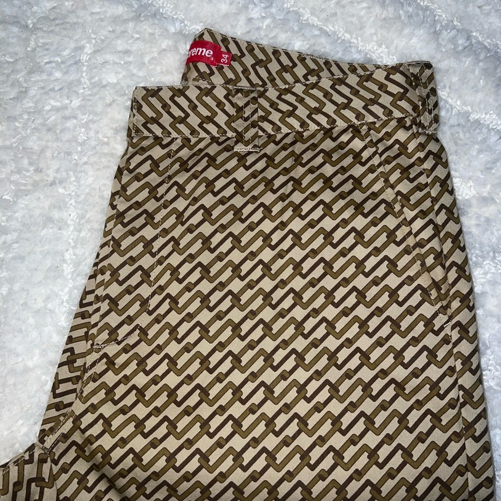 Supreme Tan and Brown Geometric Pants